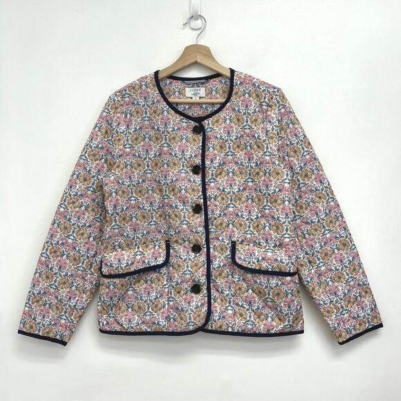 J. Crew Quilted Puffer Lady Jacket Liberty Honeysuckle Floral PrimaLoft - Size 6 - Picture 1 of 13